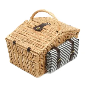 Greenfield Collection Somerley Willow Picnic Hamper for Four People with Matching Blanket