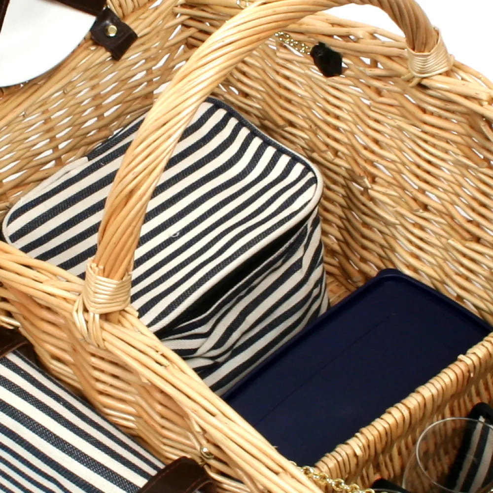 Greenfield Collection Somerley Willow Picnic Hamper for Four People with Matching Blanket