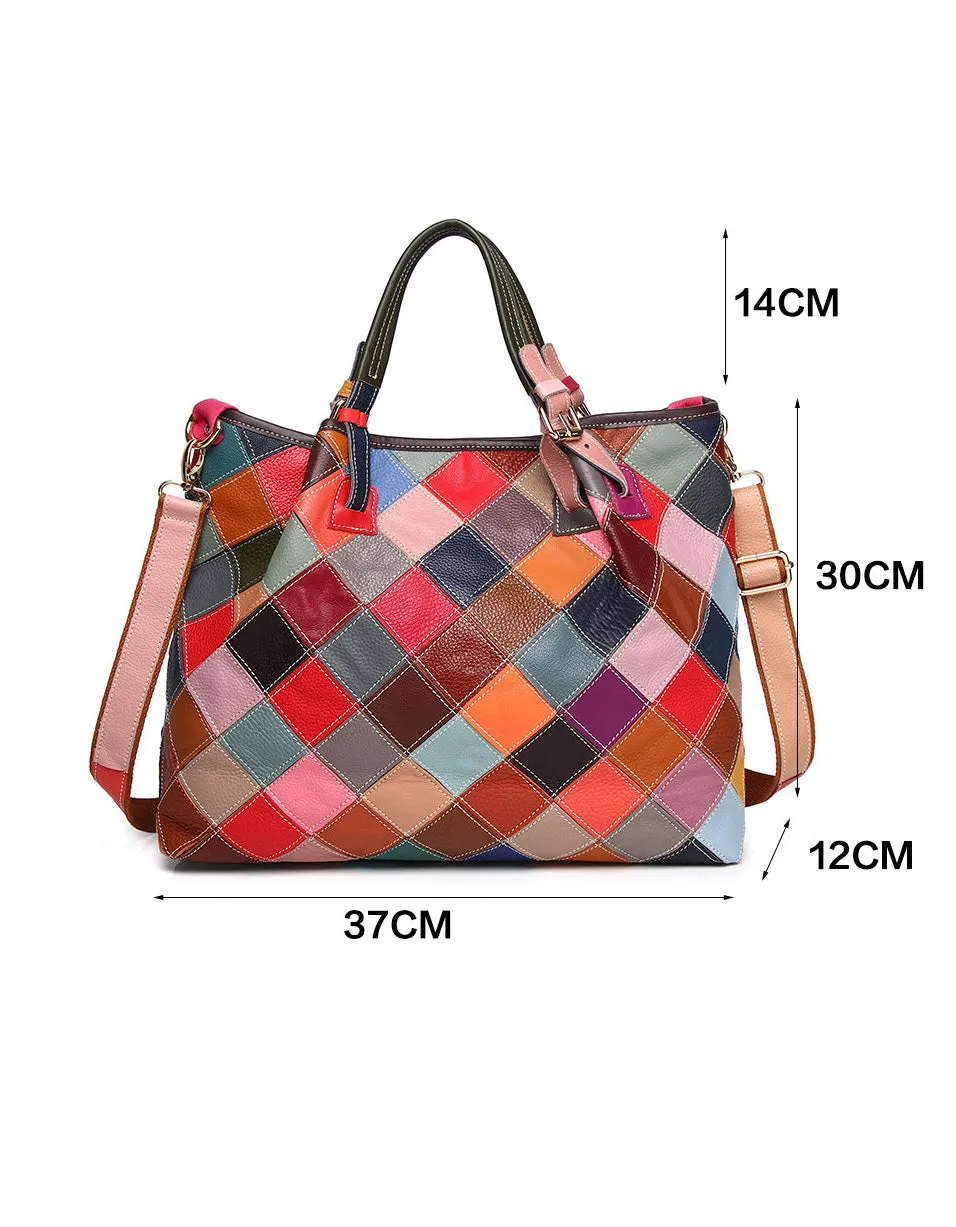 Hand-painted Colored Flower Plaid Women's Handbag