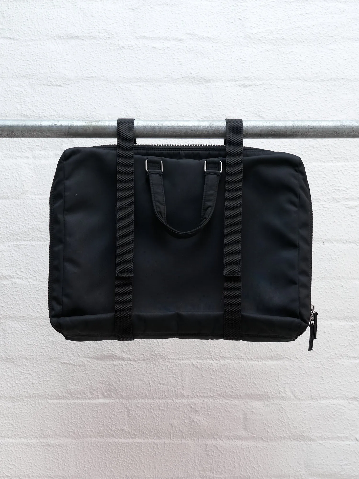 Helmut Lang 1990s-2000s black nylon two way briefcase backpack