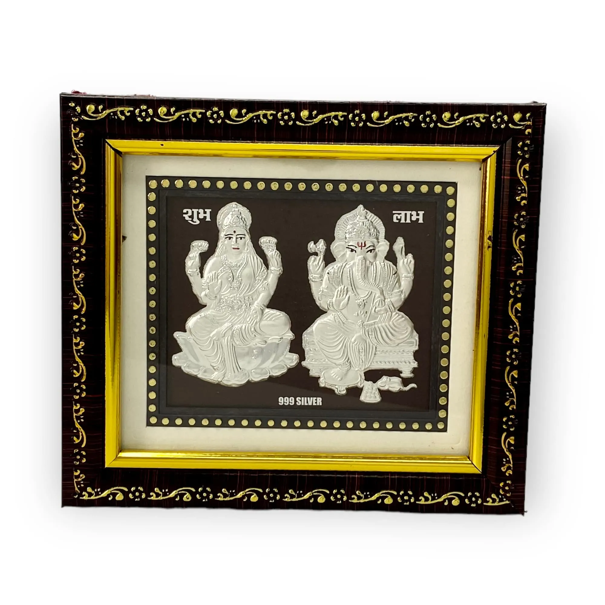 Hem Jewels 999 Pure Silver Ganesh Lakshmi Frame For Gift And Home Decor (5 X 6 Inches)(Silver, Glass, Tabletop)