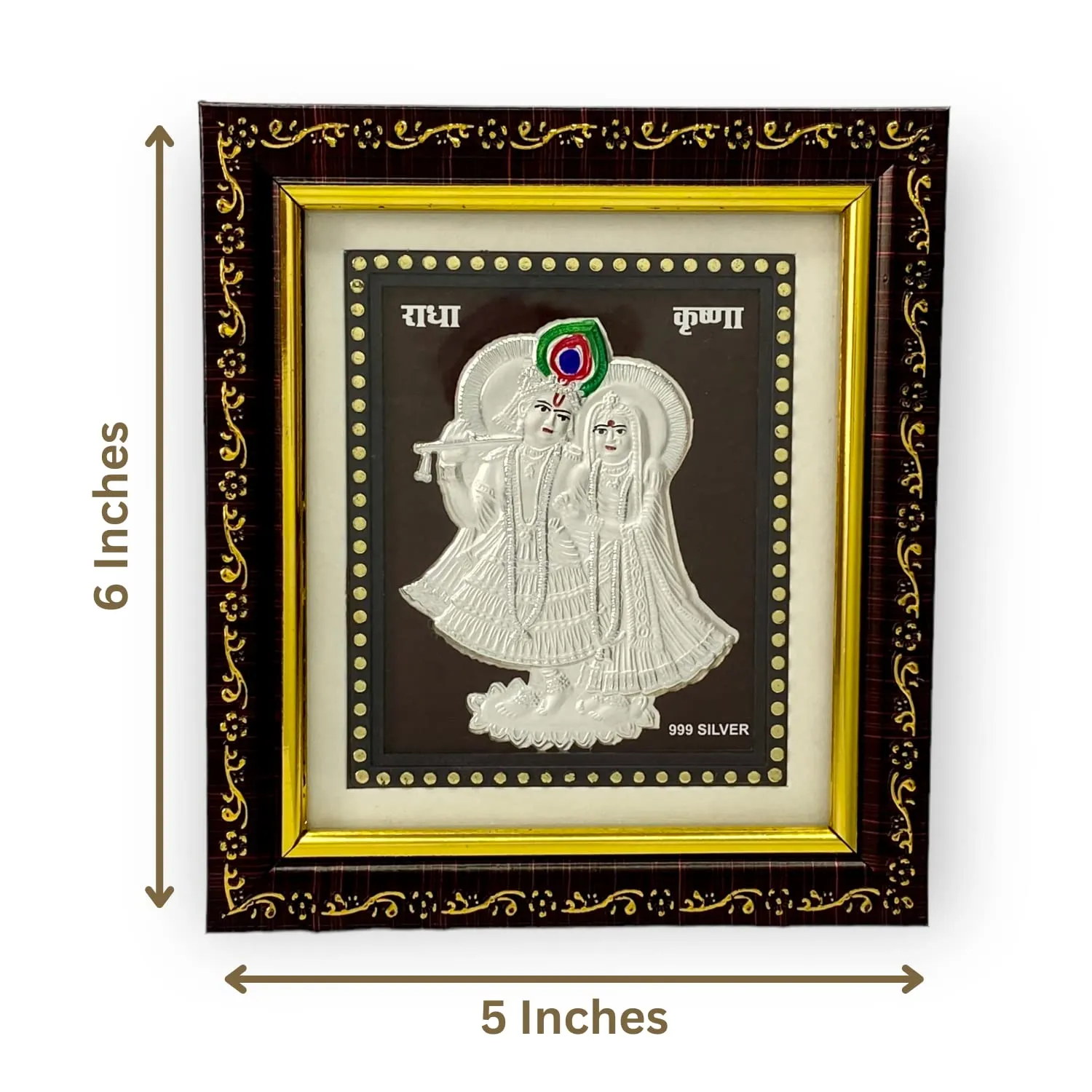 Hem Jewels 999 Pure Silver Radhe Krishna Frame for Gift and Home Décor (5 x 6 Inches) (Table Top, Square, Silver)