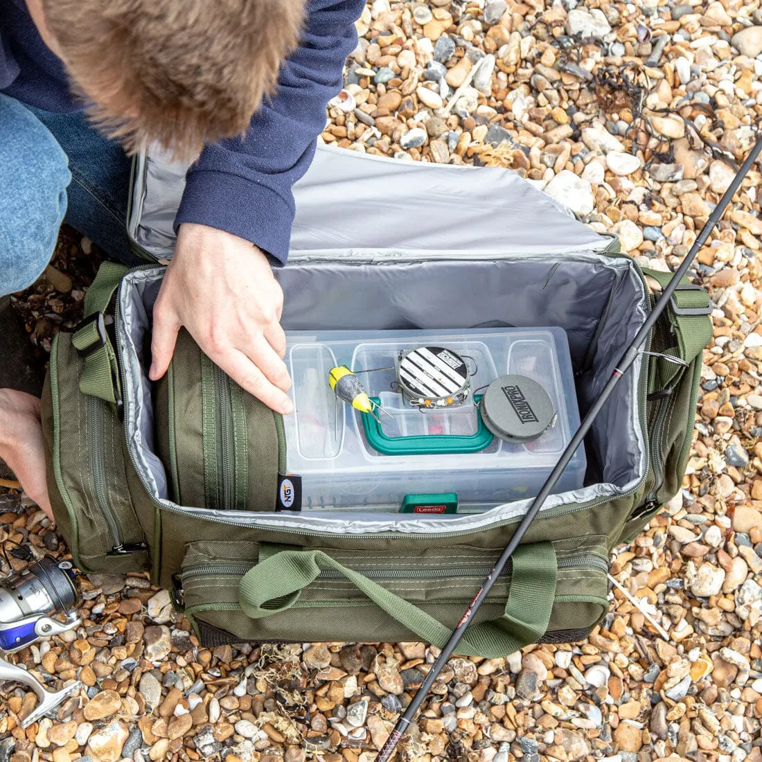 Insulated Fishing Bag and Reel Case Set