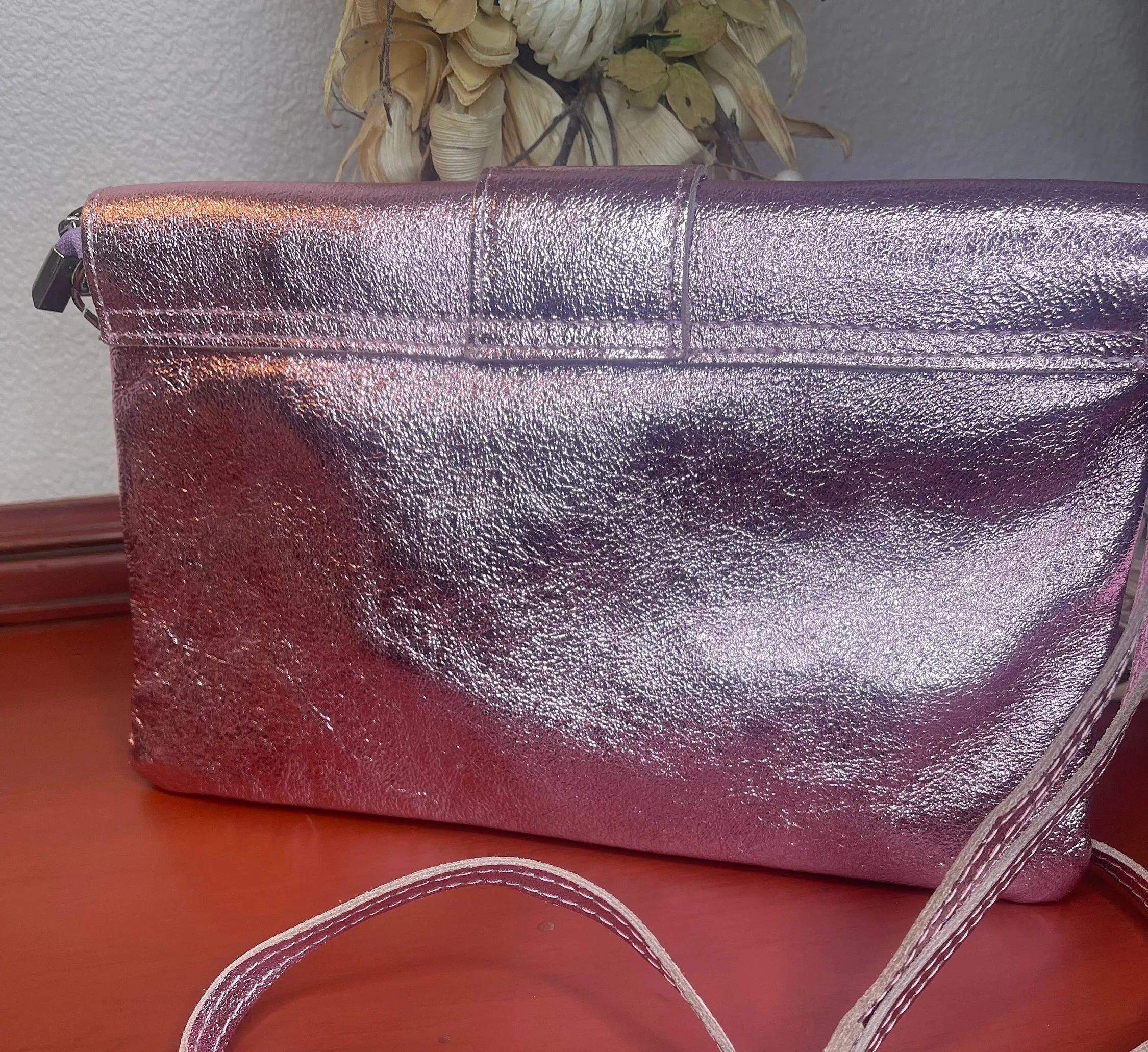 Italian Leather & Canvas Pink Shoulder Bag