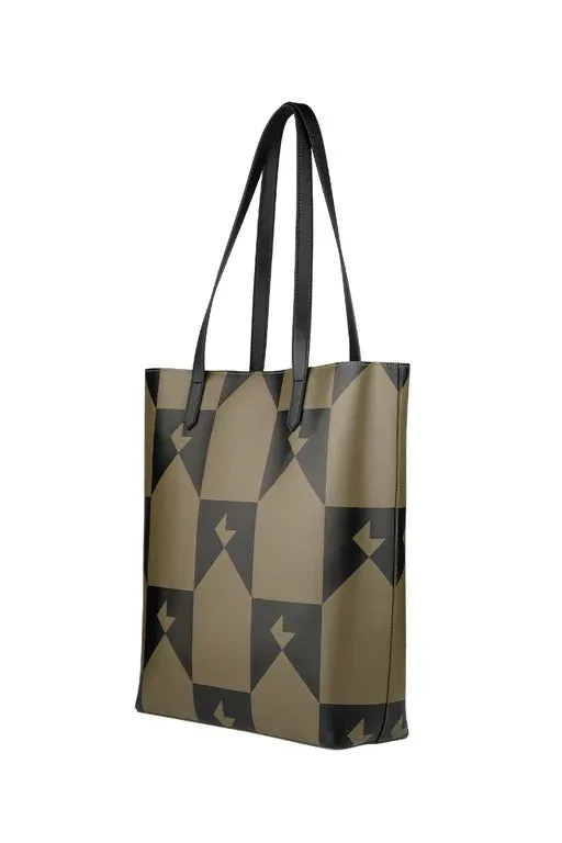 Karen Walker Everyday Tote - XL Monogram Print - Dark Olive/Black