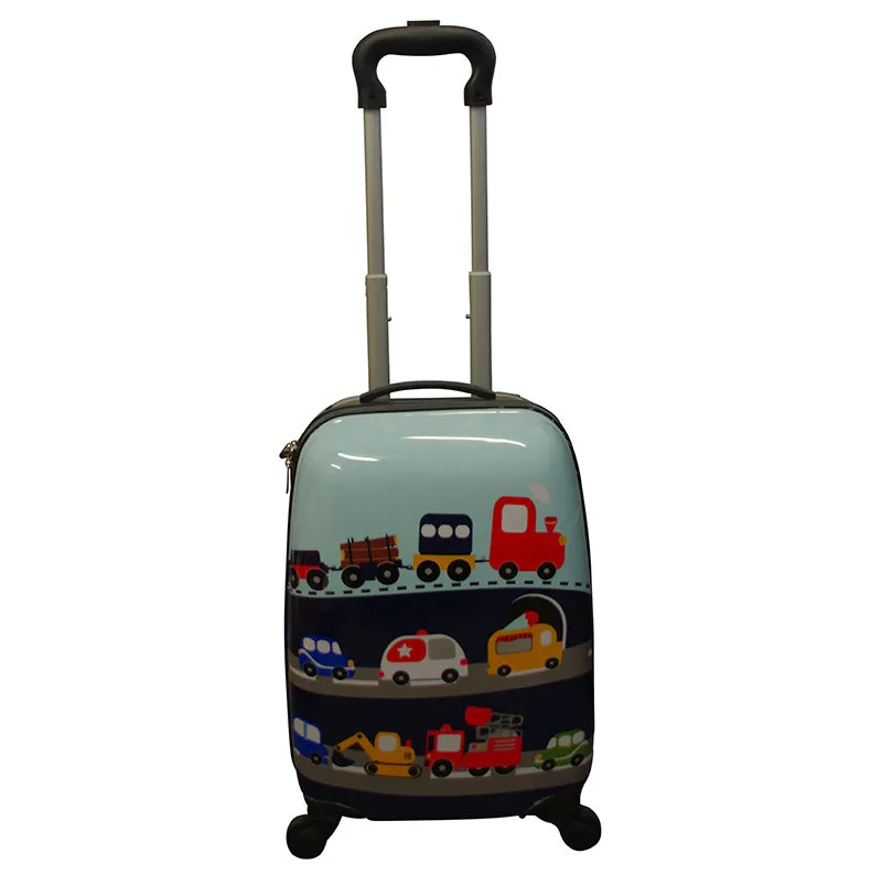 Kidz Bagz - 4 Wheel Trolley & Backpack Set - Blue Car/Plane