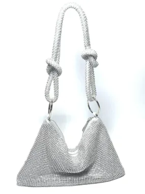 Knotted Silver Rhinestone HandBag