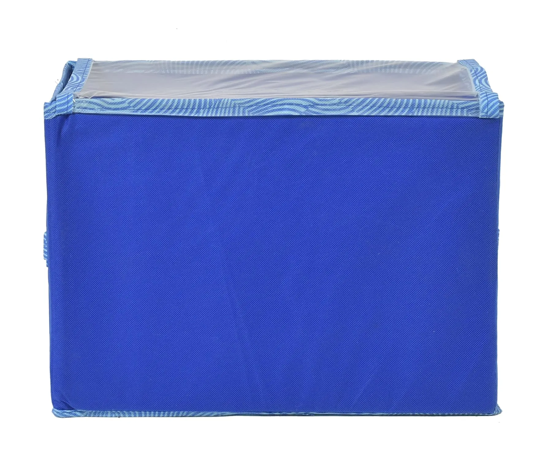 Kuber Industries Lehariya Printed Multiuses Medium Non-Woven Storage Box/Organizer With Tranasparent Lid (Blue) -44KM0455