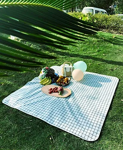 Kuber Industries Picnic Mat | Foldable Blanket for Picnic | Water Resistant Handy Mat | Portable Mat for Outdoor | Bag Design Picnic Mat | JY2236 | White