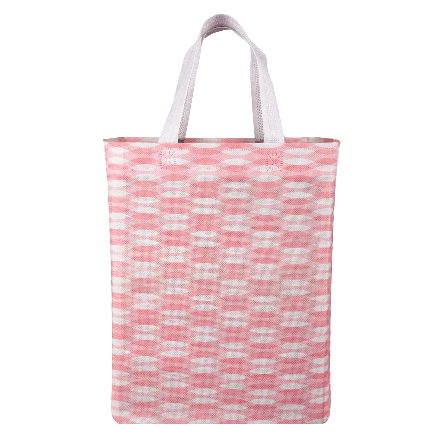 Kuber Industries Shopping Handbag | Grocery Handbag | Shopping Bag | Grocery Shopping Bag | Reusable Shopping Bags | Vegetable Bag | Zig-Zag Carry Bag | Pack of 12 | Pink