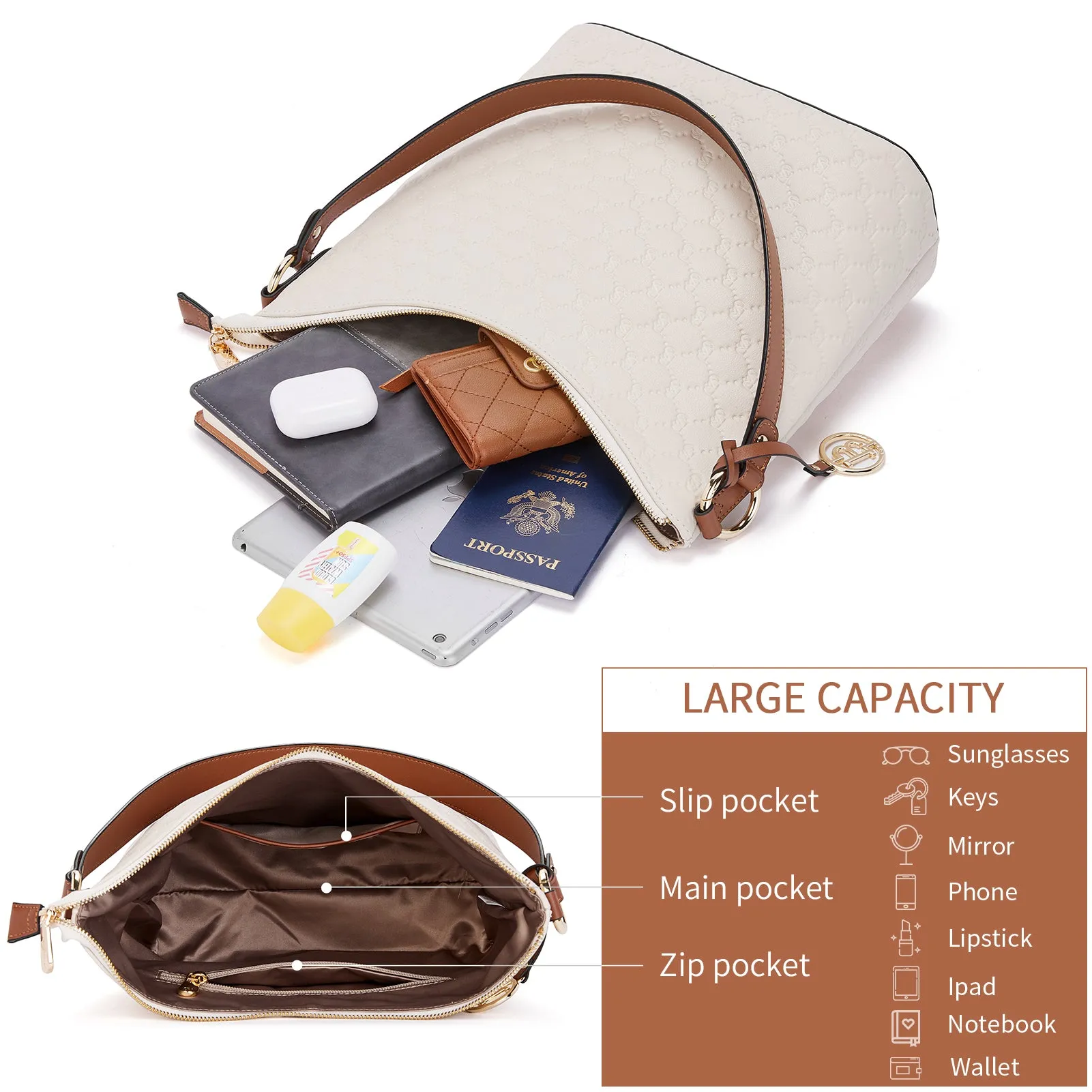 Kweli Trendy Leather Crossbody Hobo Bag for Hands-Free Carrying