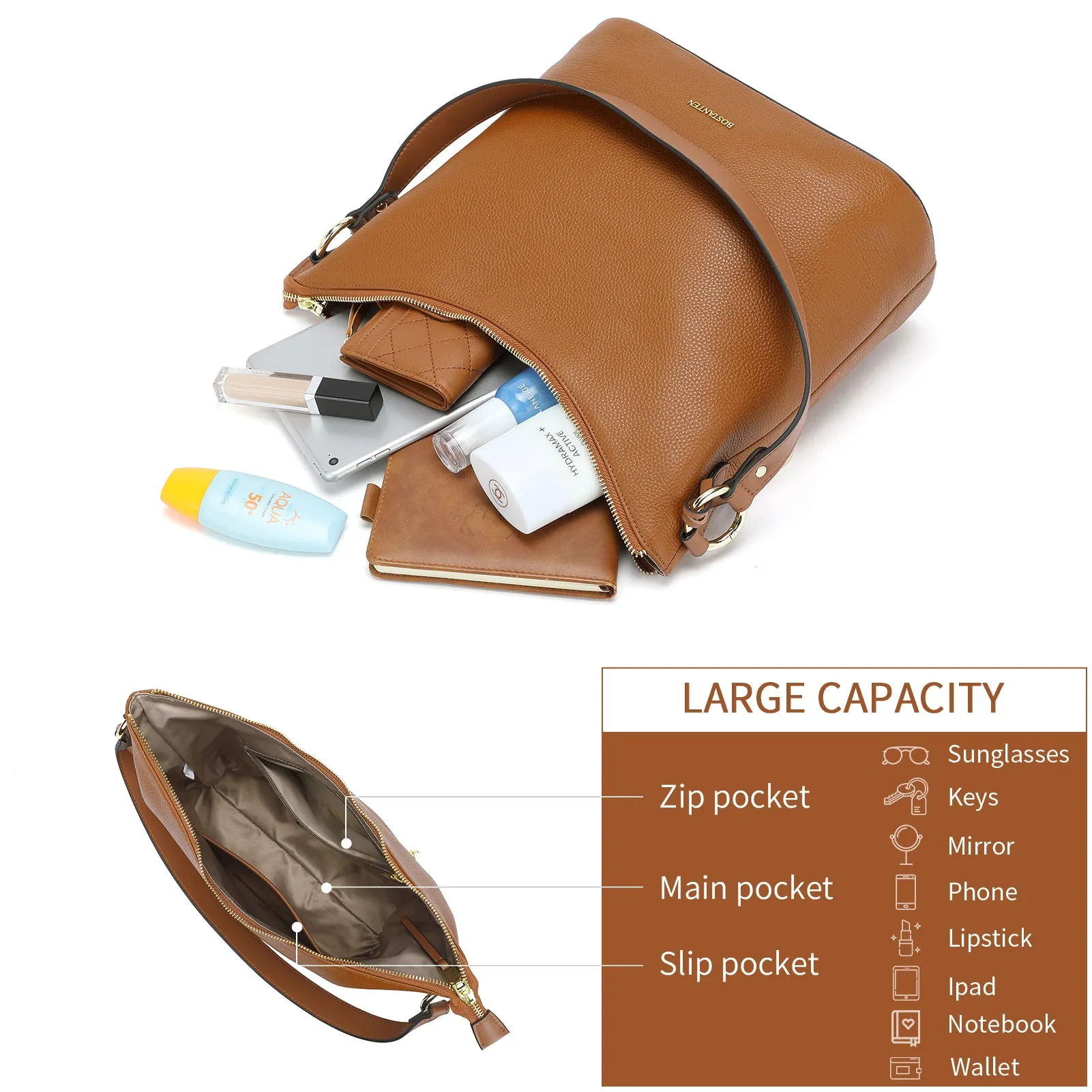 Kweli Trendy Leather Crossbody Hobo Bag for Hands-Free Carrying