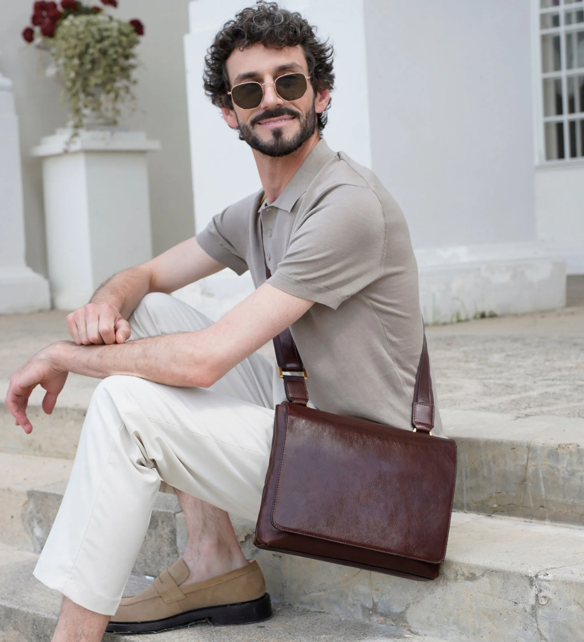 Leather Messenger Bag - A Room with a View