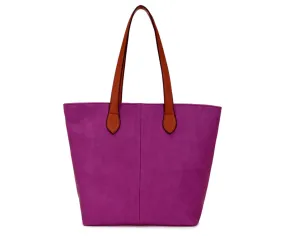 LIGHTWEIGHT PURPLE FAUX LEATHER TOTE HANDBAG