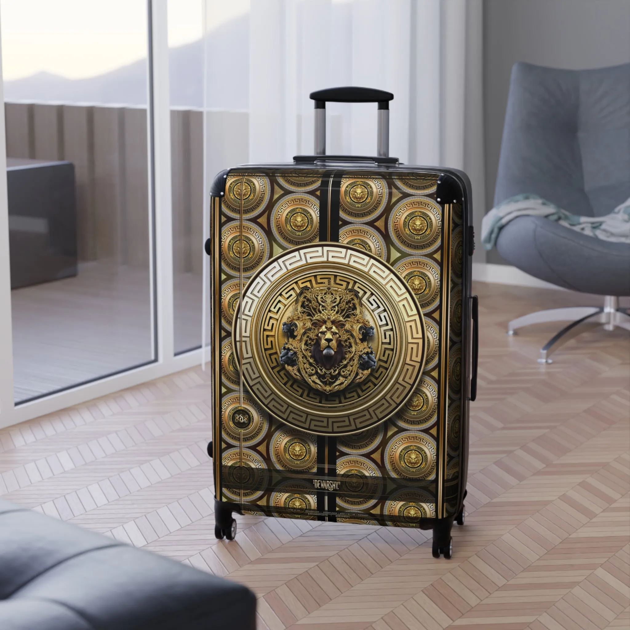 Lion Insignia Suitcase Carry-on Suitcase Travel Luggage Golden Lion Suitcase Hard Shell Suitcase | D20163