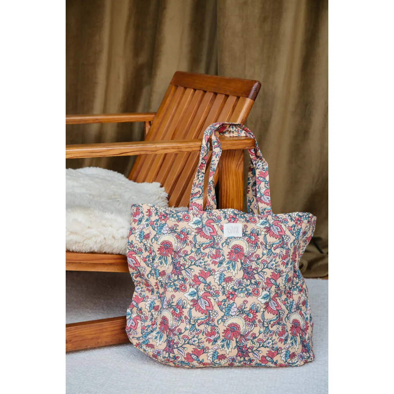 Louise Misha Tote Bag Beverly Printed Organic Cotton Canvas White