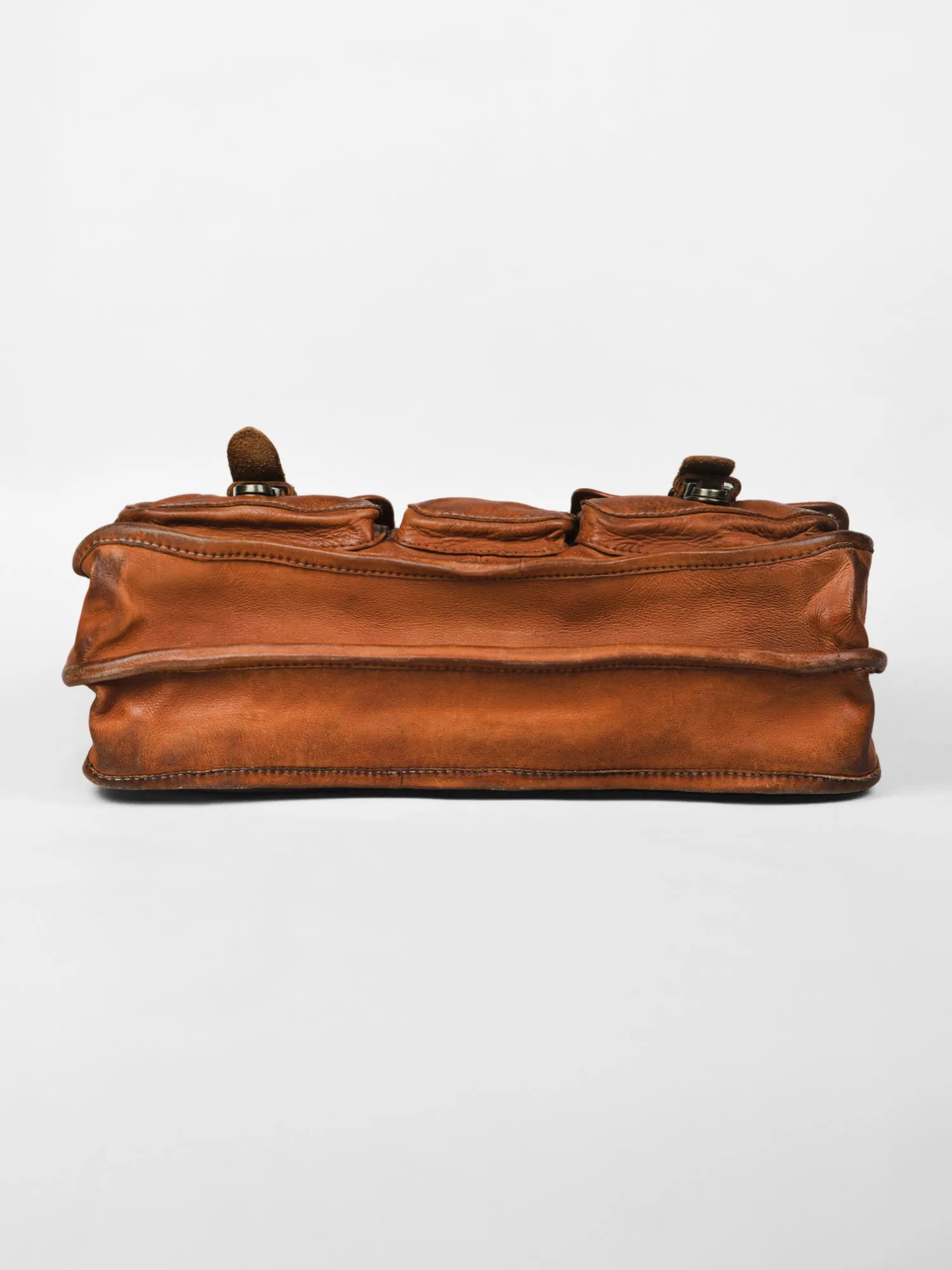 Lucas: Portfolio Office Bag In Washed Veg Tan Leather