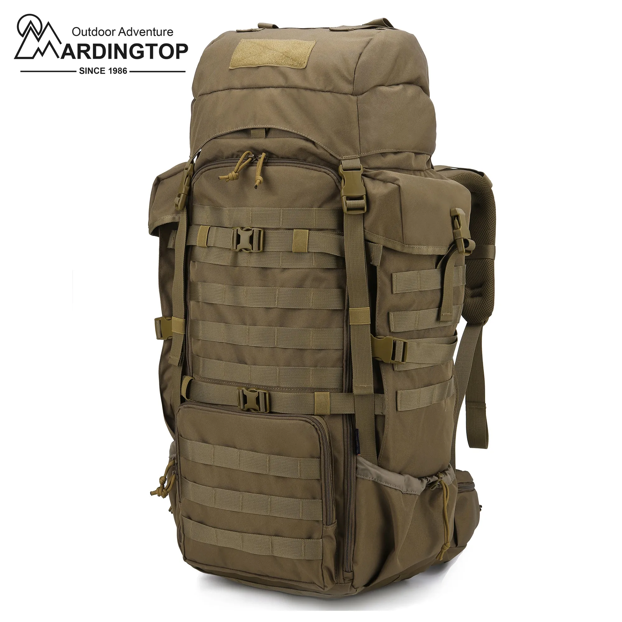 [M6480] Mardingtop 70L Hiking Backpack Internal Frame Backpack Molle Daypack with Rain Cover