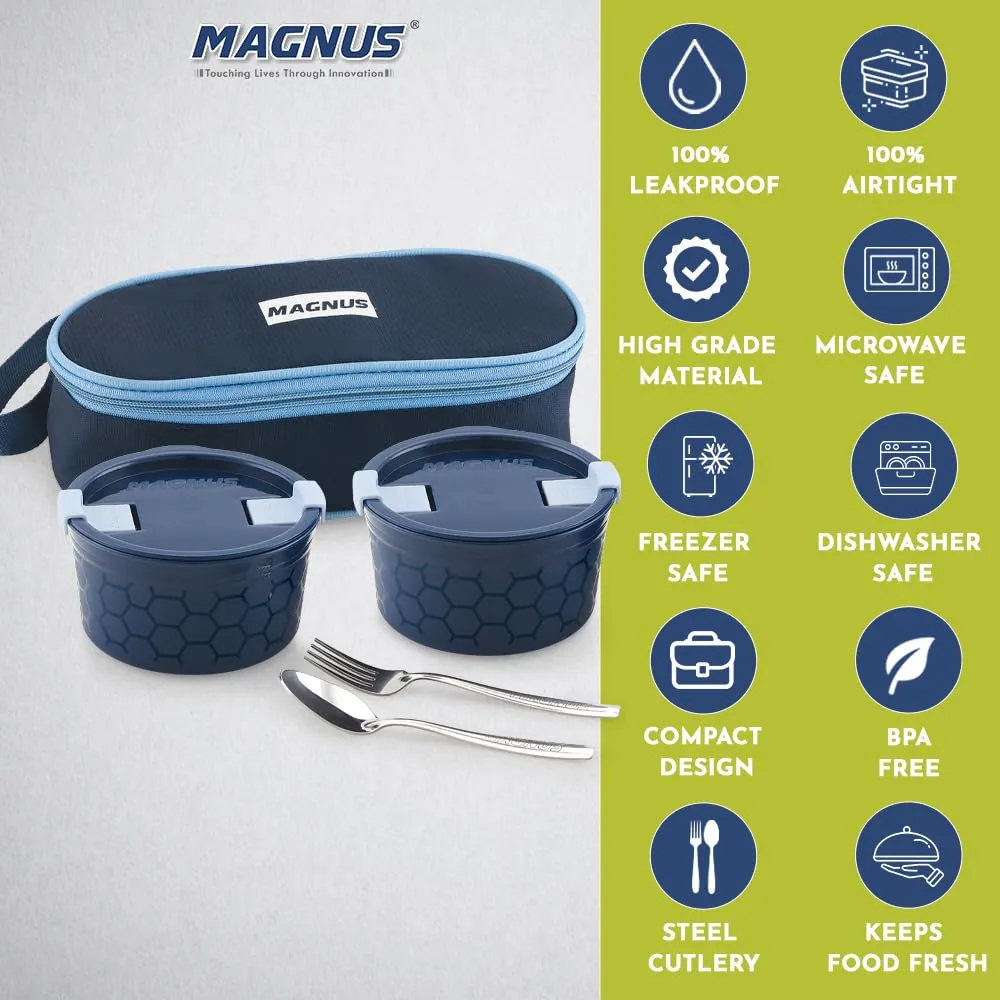 Magnus Microwave Olive 2 Lunch Box - 2 Microwave Safe Steamlock Stainless Steel Containers - Airtight & Leakproof - Ideal Lunch Box for Kids - Lunch Boxes for Office Men, Women & School