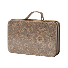 Maileg Small Metal Suitcase, Blossom - Grey