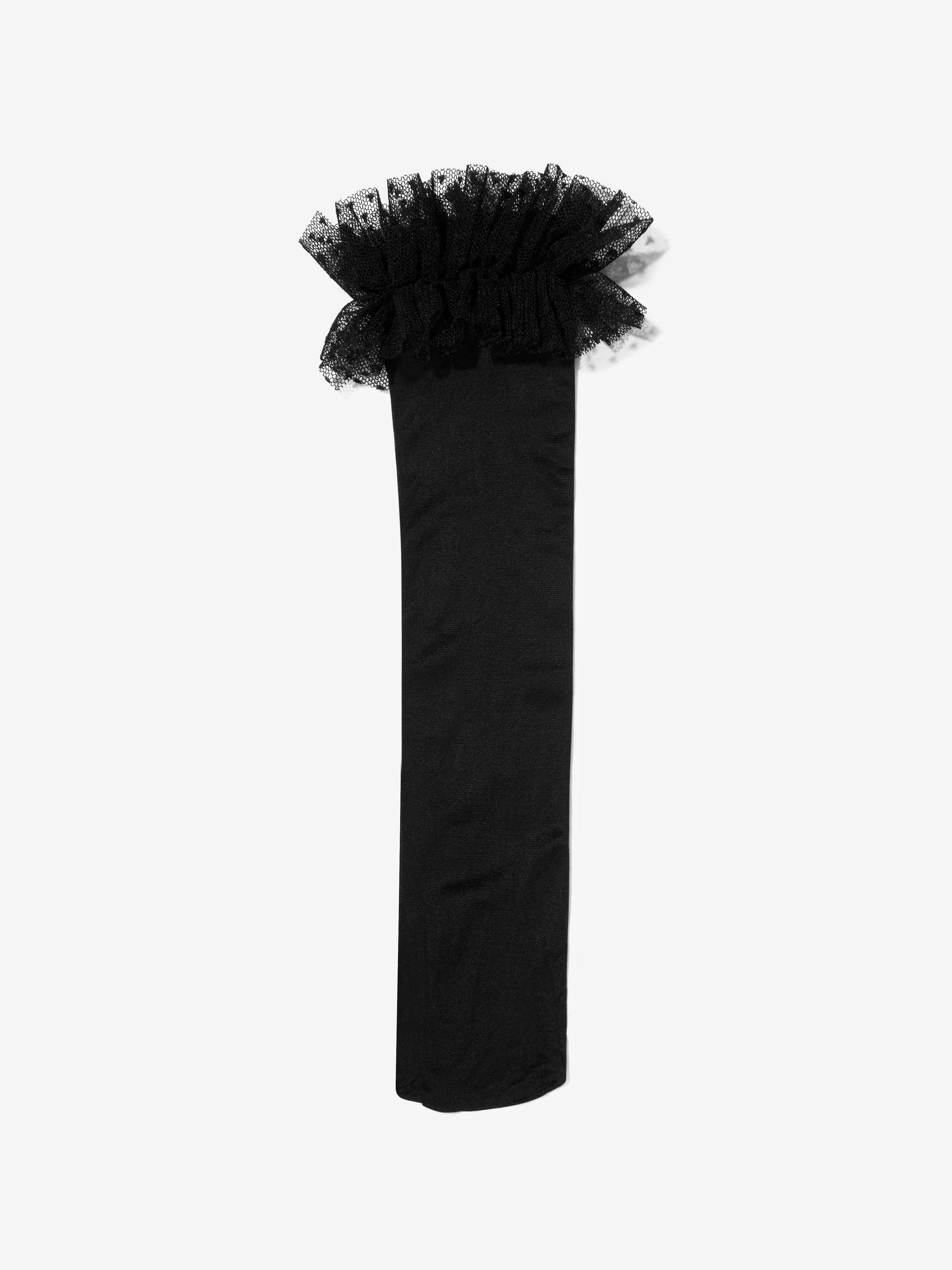 Mama Luma Girls Tulle Trim Socks in Black