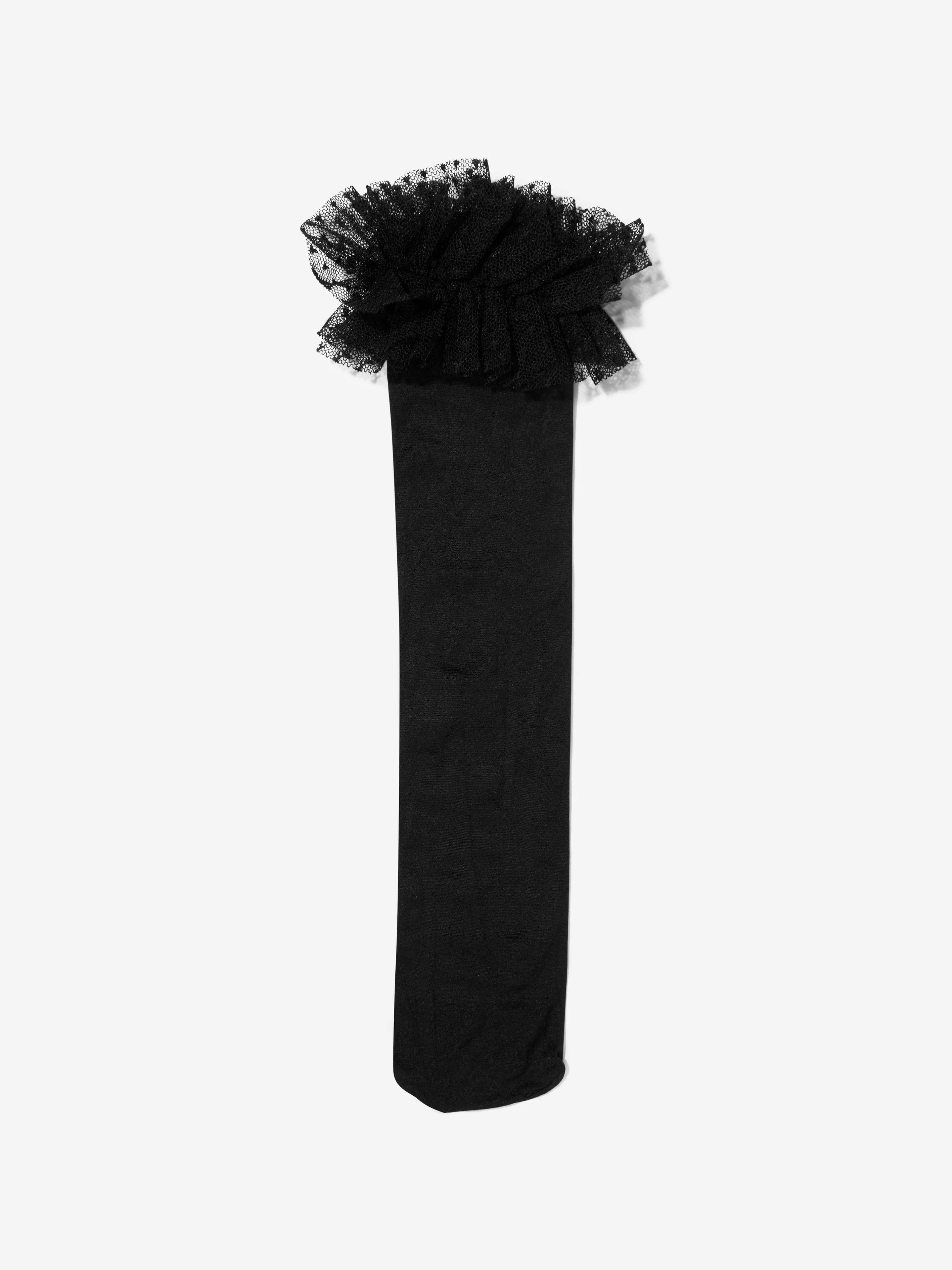 Mama Luma Girls Tulle Trim Socks in Black