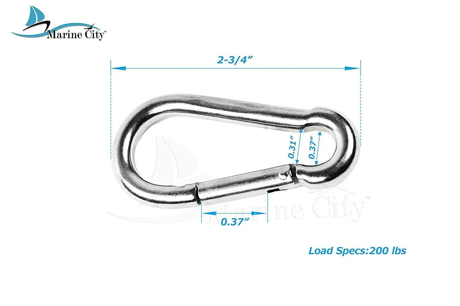 Marine City 316 Stainless-Steel 2-3/4” Carabiners/Clip Snap Hook for Climbing, Fishing, Hiking (2pcs)