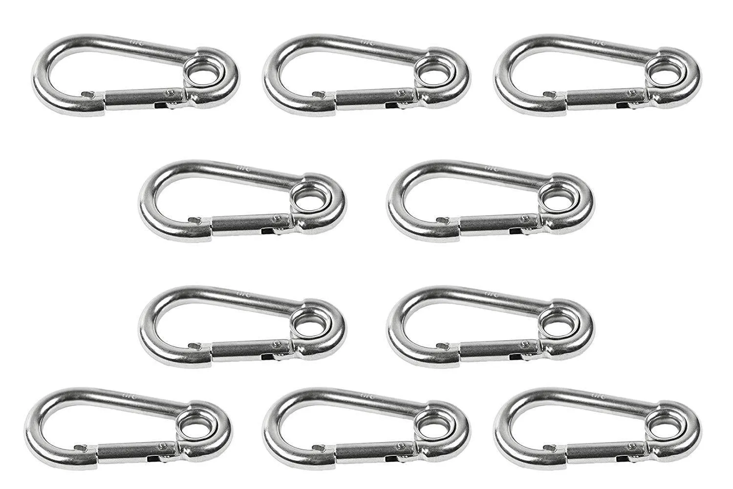 Marine City 316 Stainless-Steel 3-1/8” Carabiners/Clip Snap Hook with Ring for Climbing, Fishing, Hiking … (10pcs)