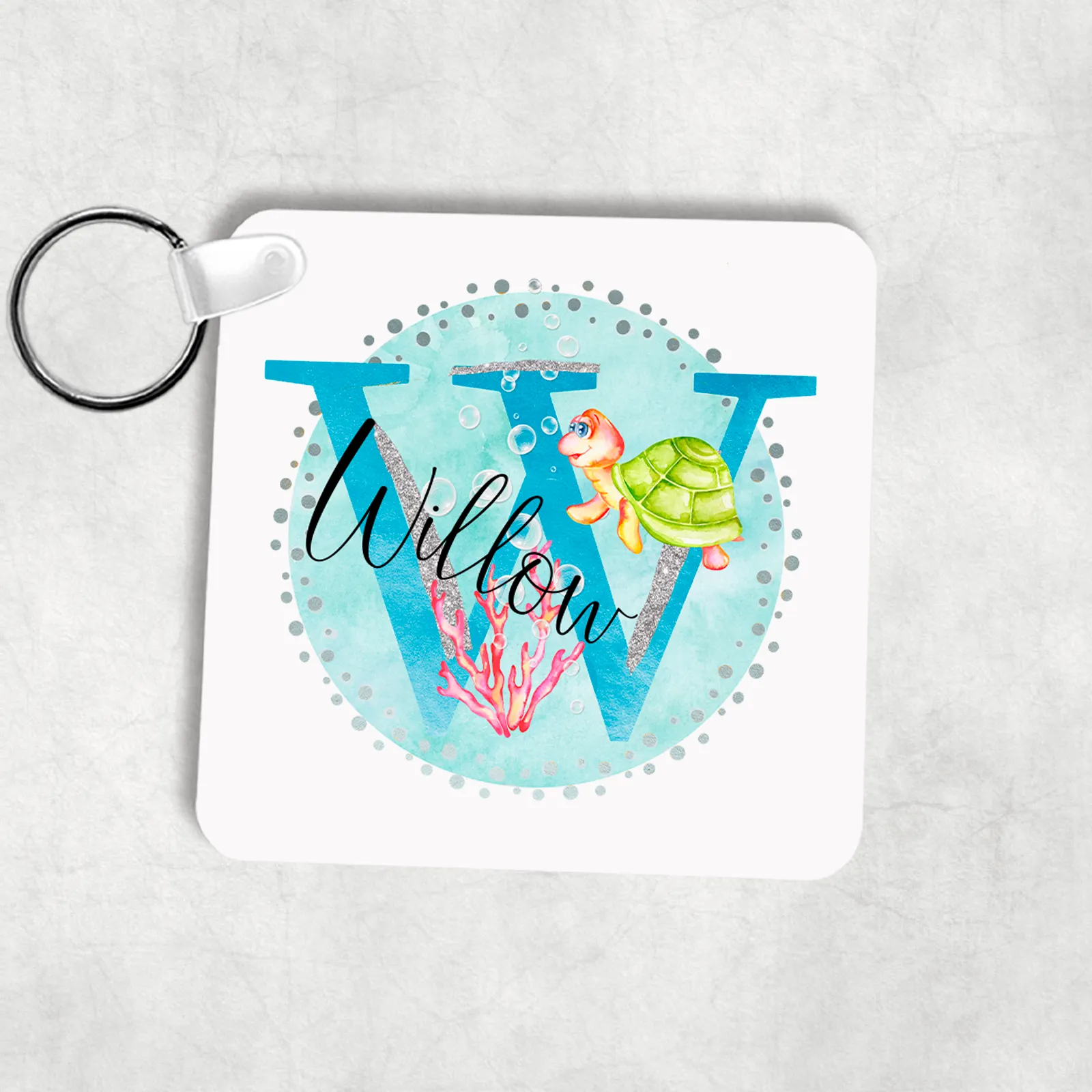 Marine Sea Life Alphabet Personalised Keyring Bag Tag