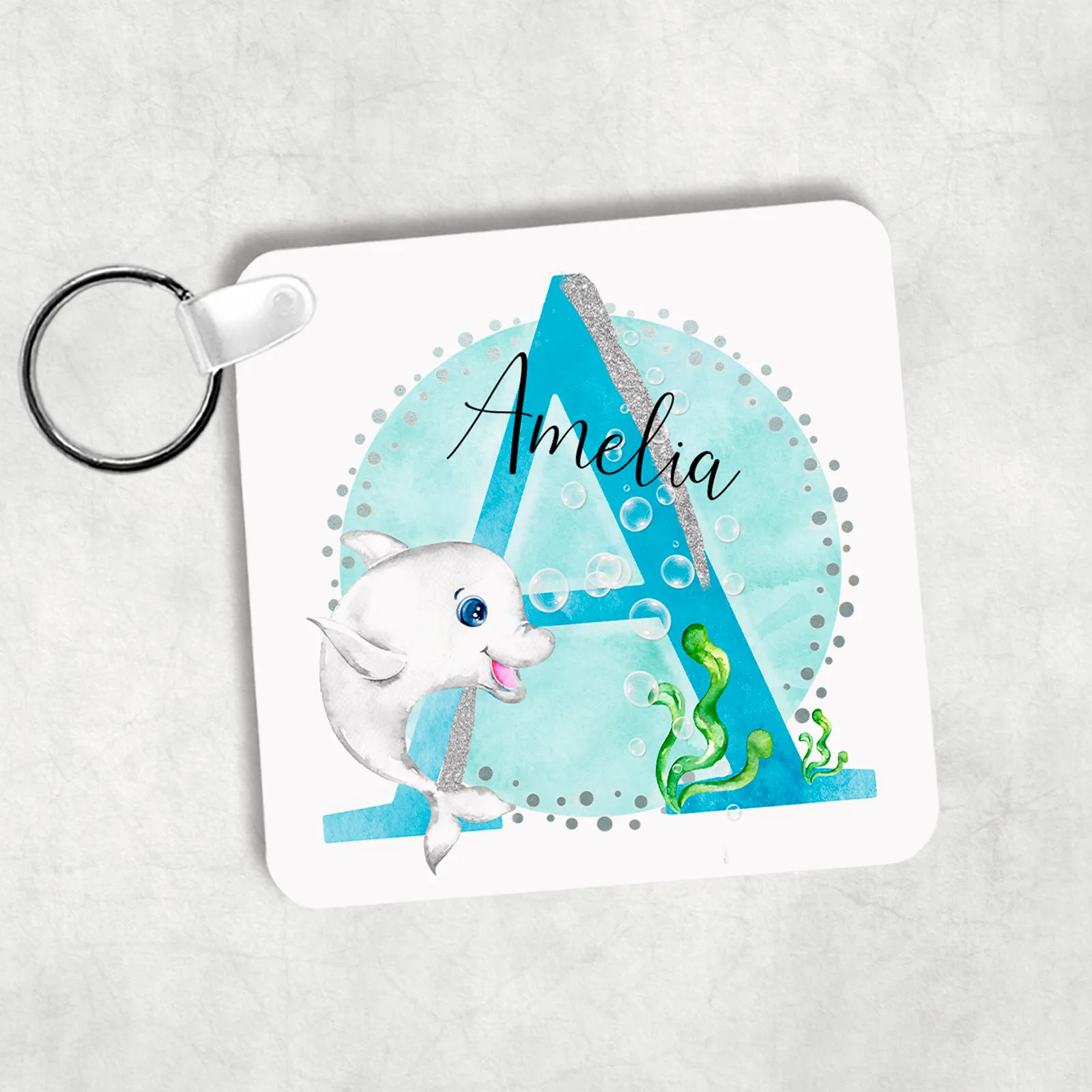 Marine Sea Life Alphabet Personalised Keyring Bag Tag