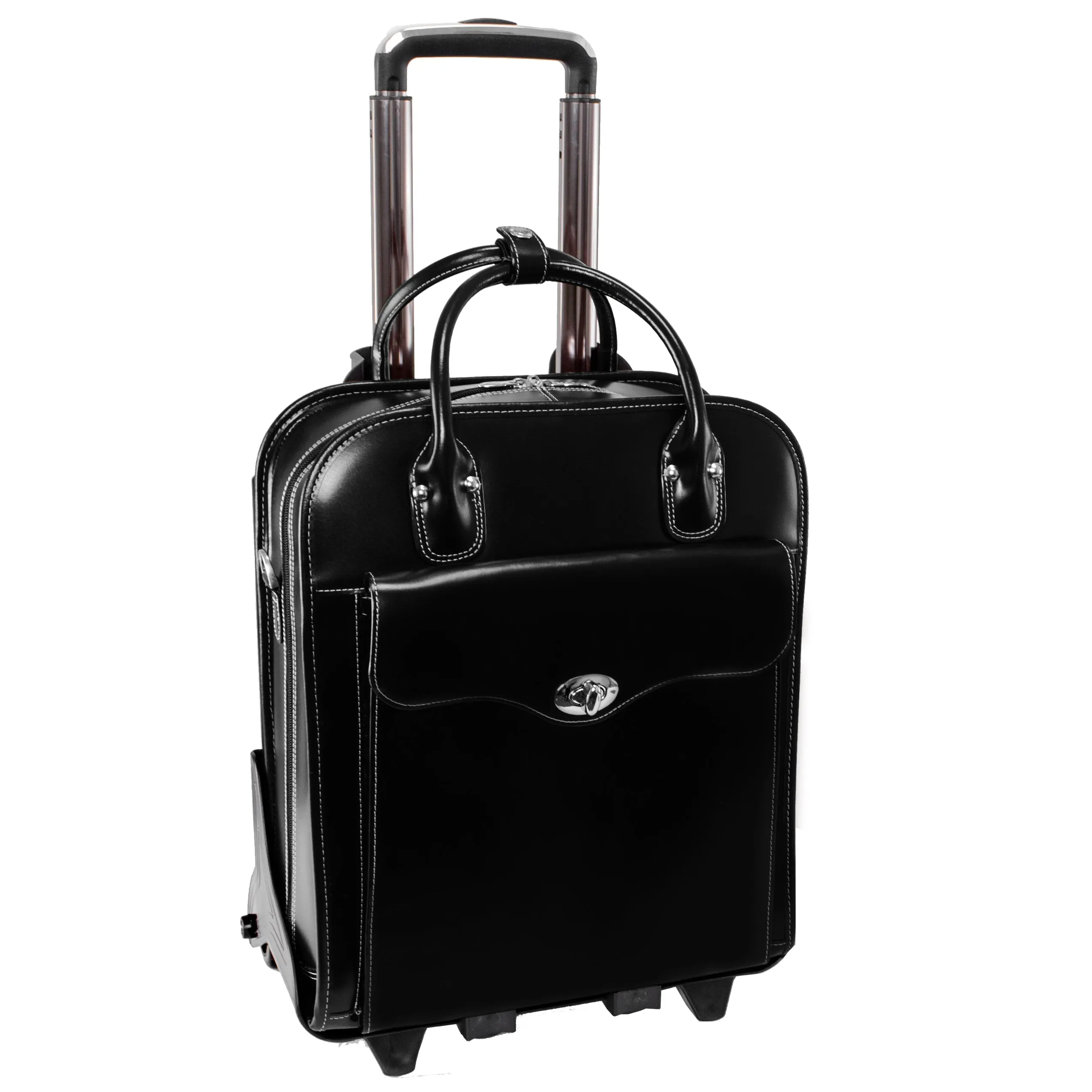 MELROSE | 15” Leather Vertical Detachable-Wheeled Laptop Case