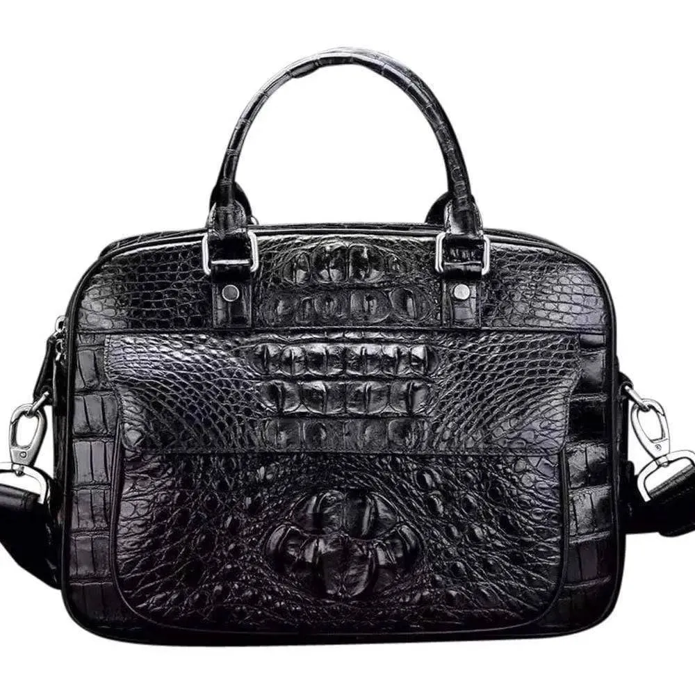 Men's Crocodile Leather Briefcase Messenger Travel Laptop Bag  |  Rossieviren