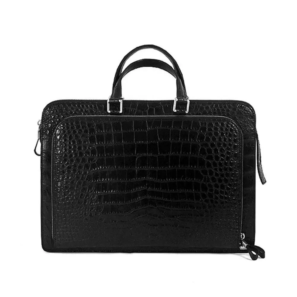 Men's Crocodile Leather Business Gentlemen Briefcase Attache