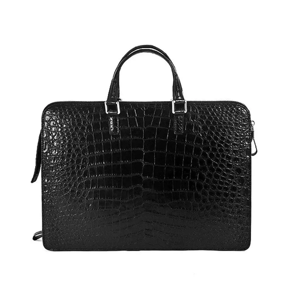 Men's Crocodile Leather Business Gentlemen Briefcase Attache