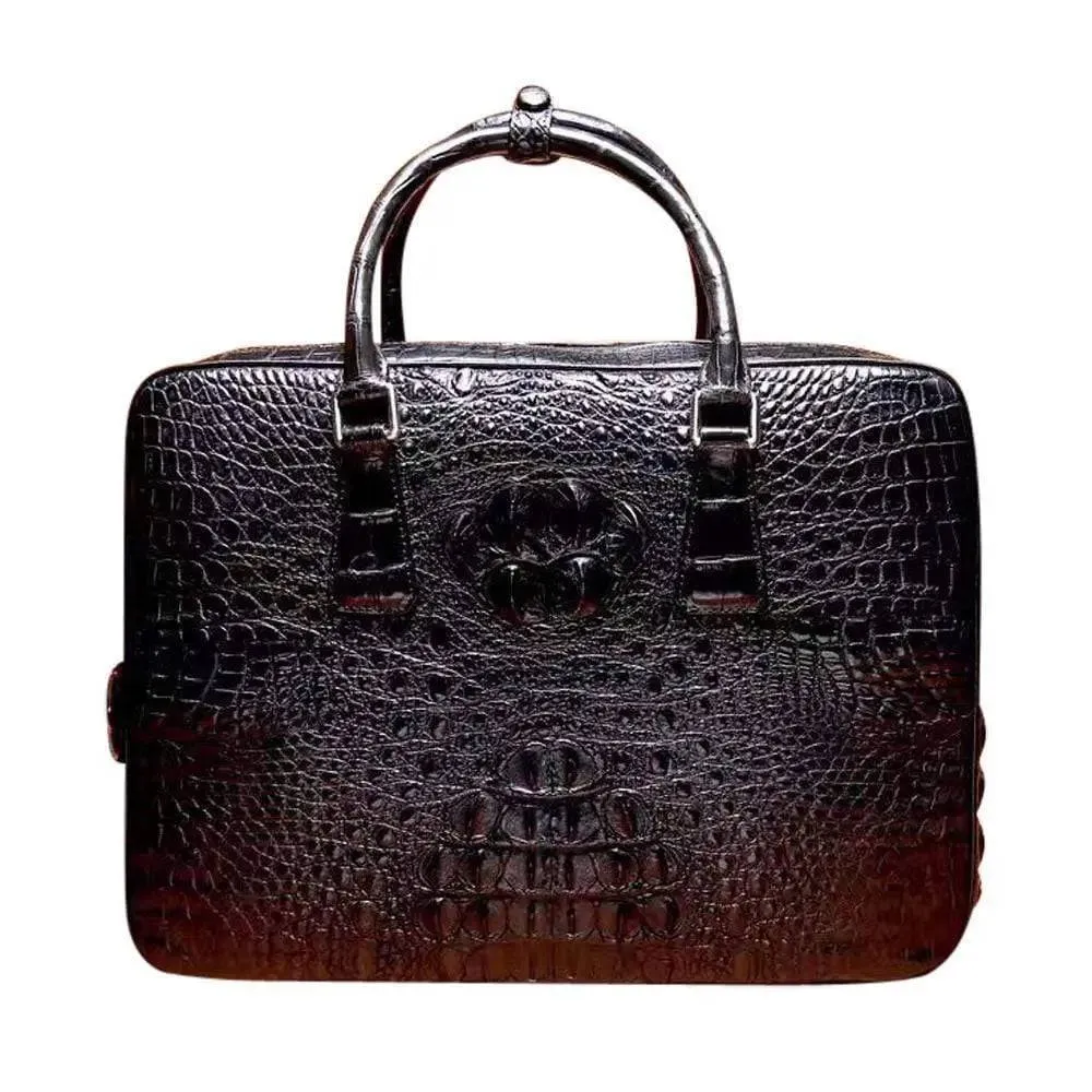 Men's Genuine Crocodile Skin Leather Business Briefcase Bag,Laptop Bags,Business bags With Pass code lock