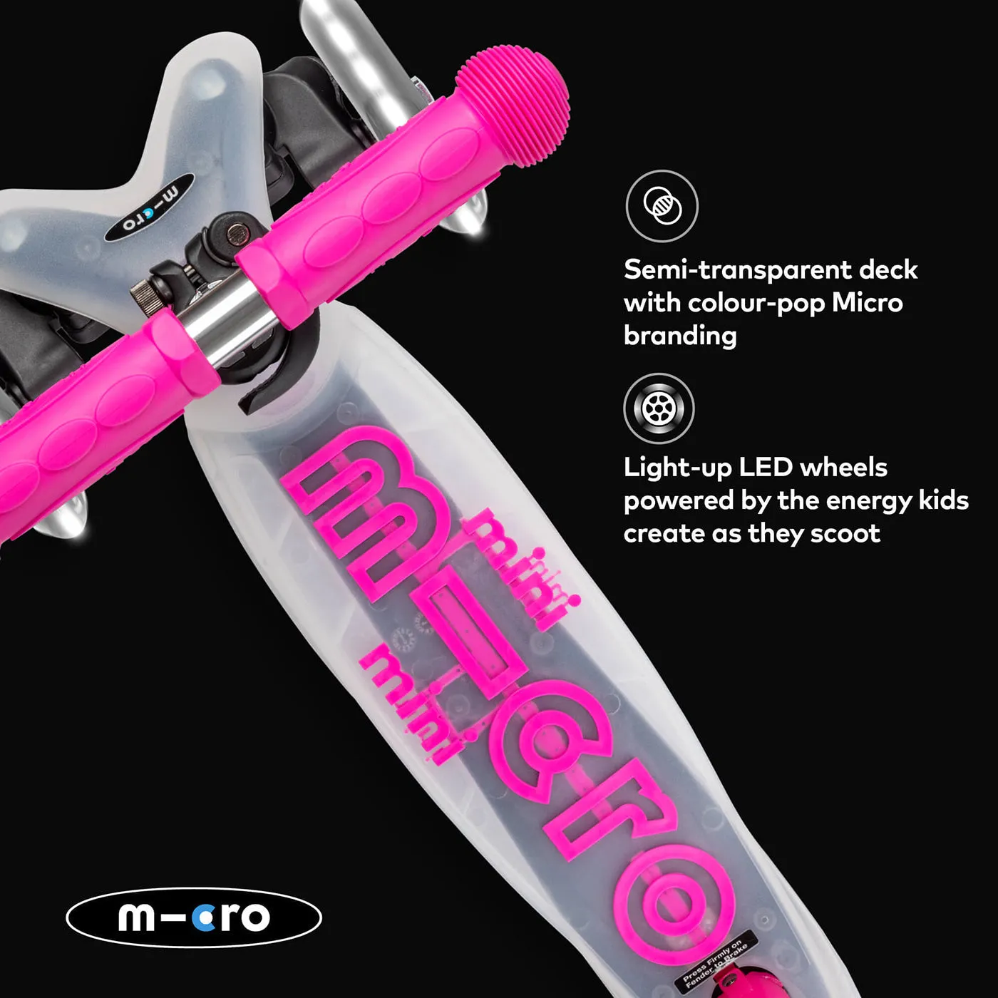 Micro Scooters Mini Micro Scooter Deluxe Flux LED Clear Deck - Pink