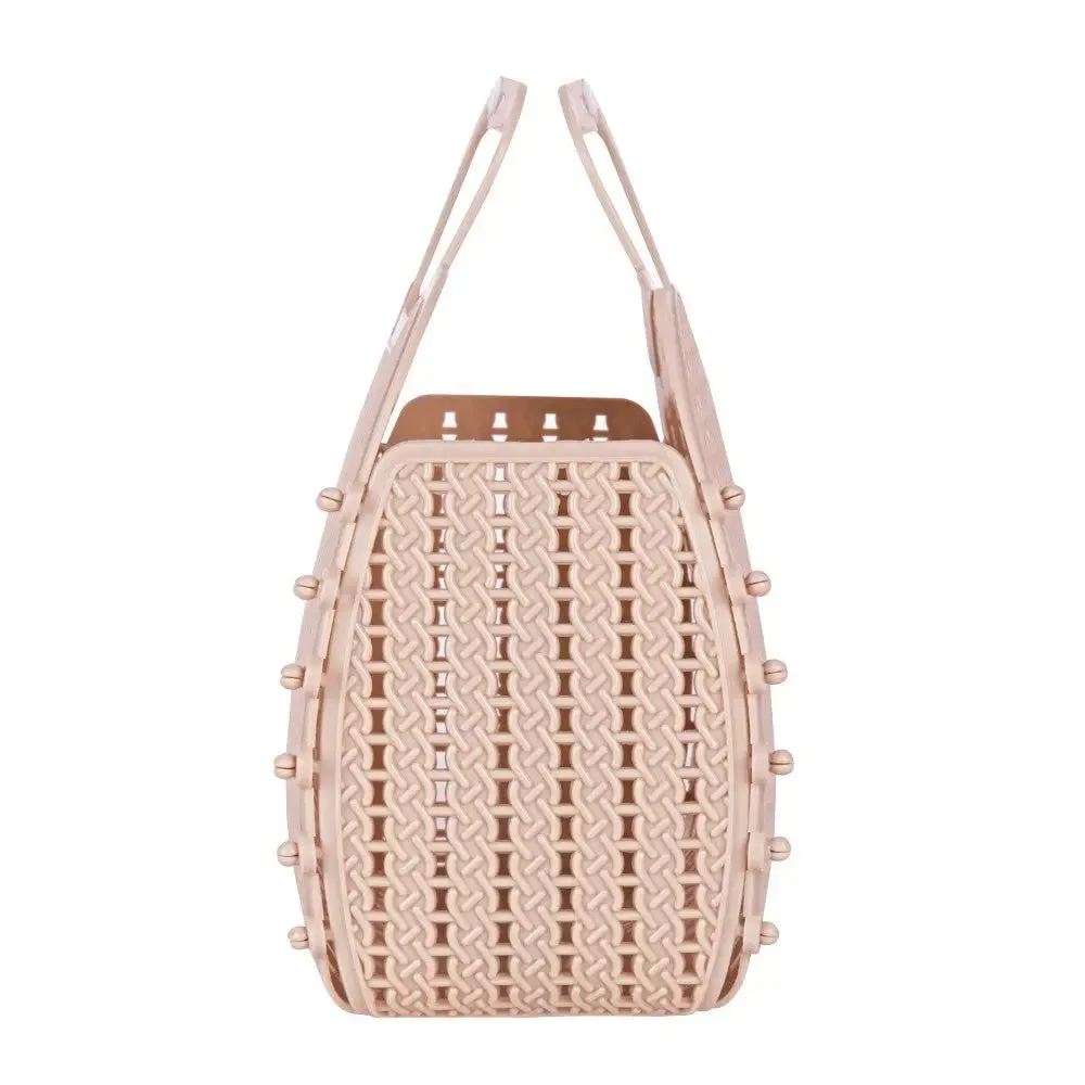 Milk Tea Foldable Mini Plastic Women's Tote Bag