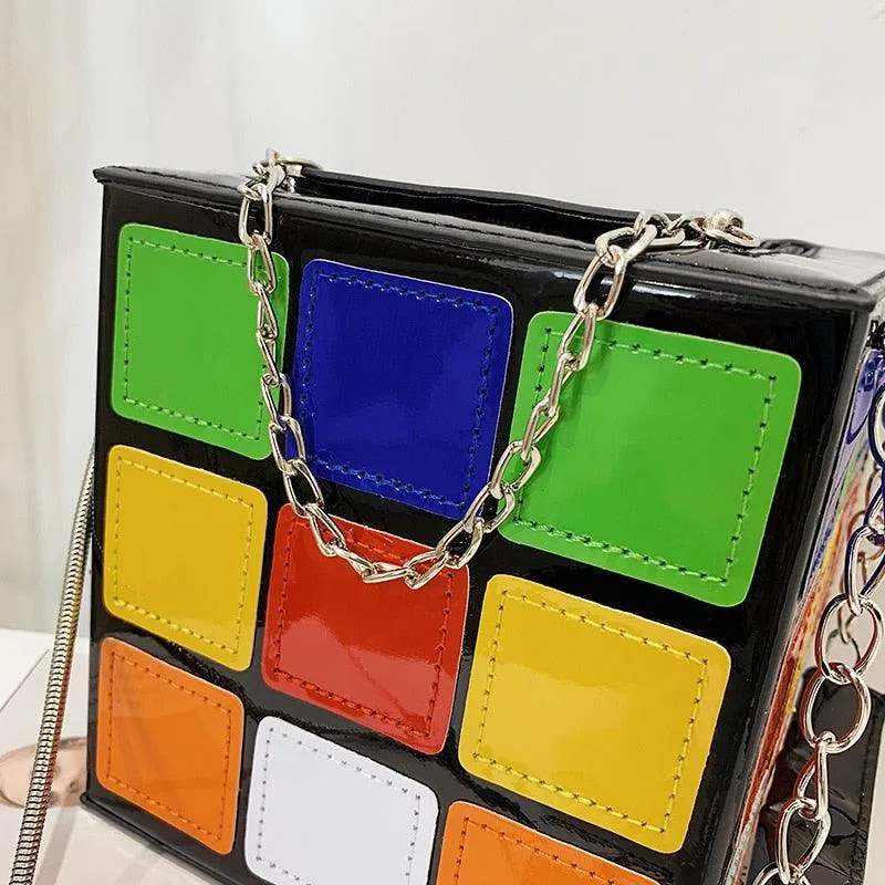 Mini Rubik's Cube Design Handbag with Chain