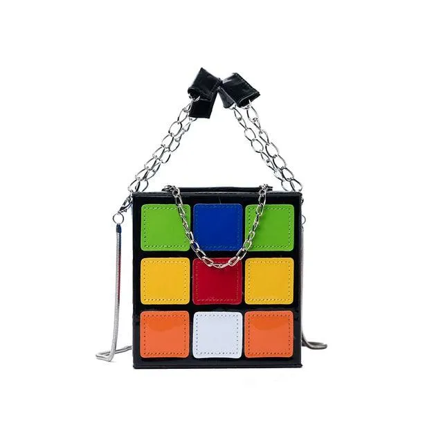 Mini Rubik's Cube Design Handbag with Chain