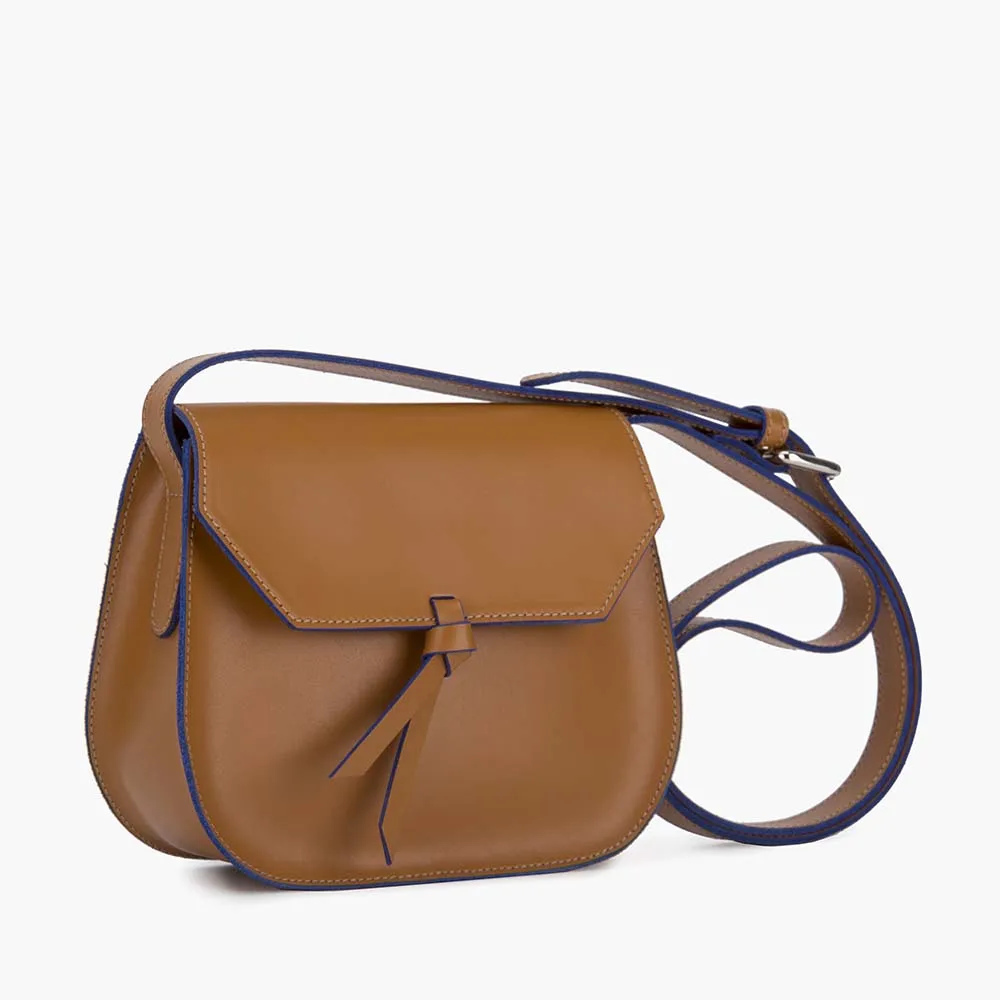 Mini Saddle Leather Crossbody Bag - Cognac