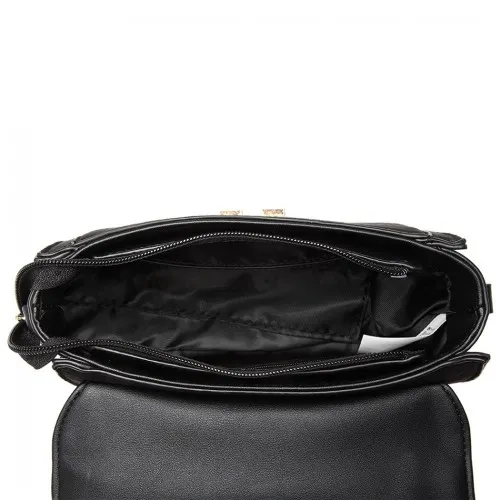 Miss Lulu Black Matte PU Leather Midi Handbag Cross Body Bag - Elegant & Versatile