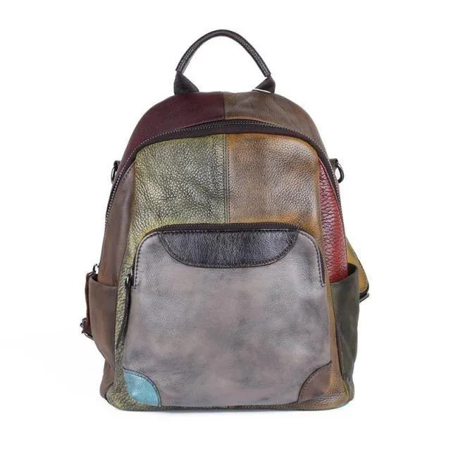 Mixing Color Large Capacity Leather Travel Cool Backpacks JRS1251