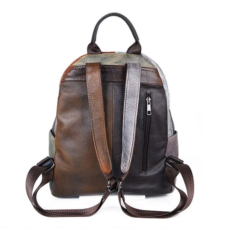 Mixing Color Large Capacity Leather Travel Cool Backpacks JRS1251