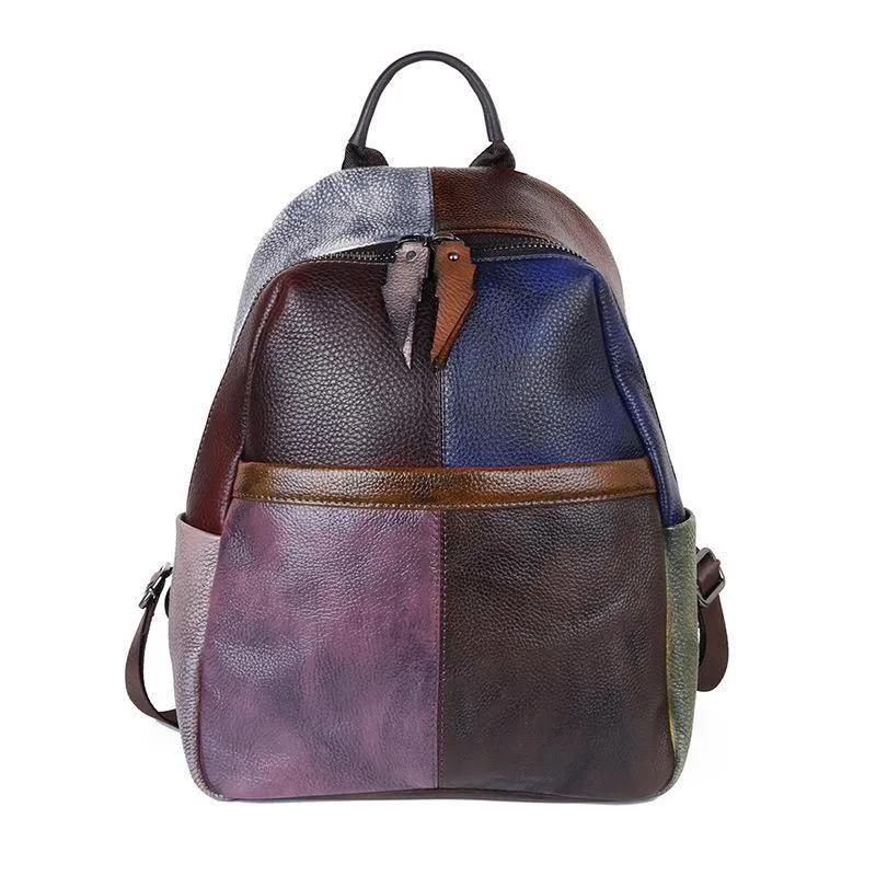 Mixing Color Large Capacity Leather Travel Cool Backpacks JRS1251