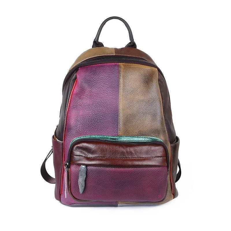 Mixing Color Large Capacity Leather Travel Cool Backpacks JRS1251