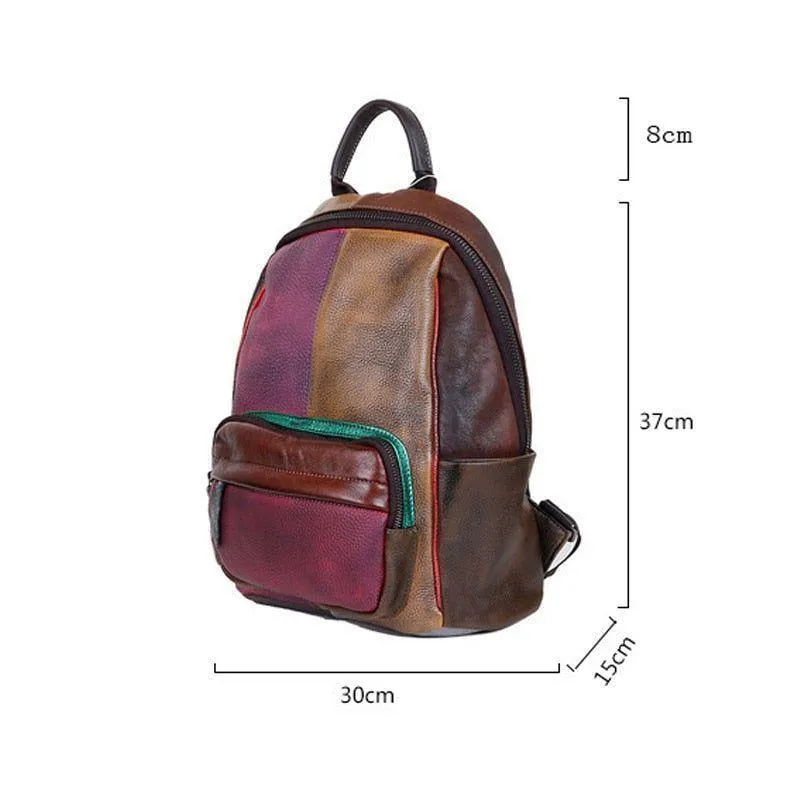 Mixing Color Large Capacity Leather Travel Cool Backpacks JRS1251