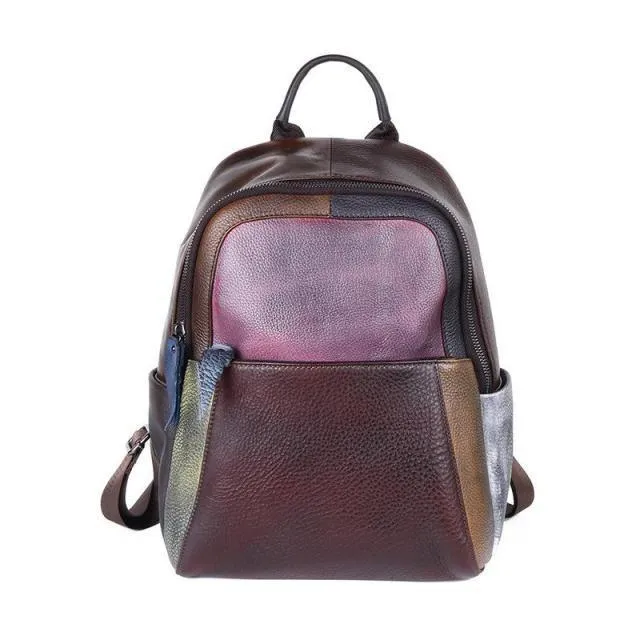 Mixing Color Large Capacity Leather Travel Cool Backpacks JRS1251