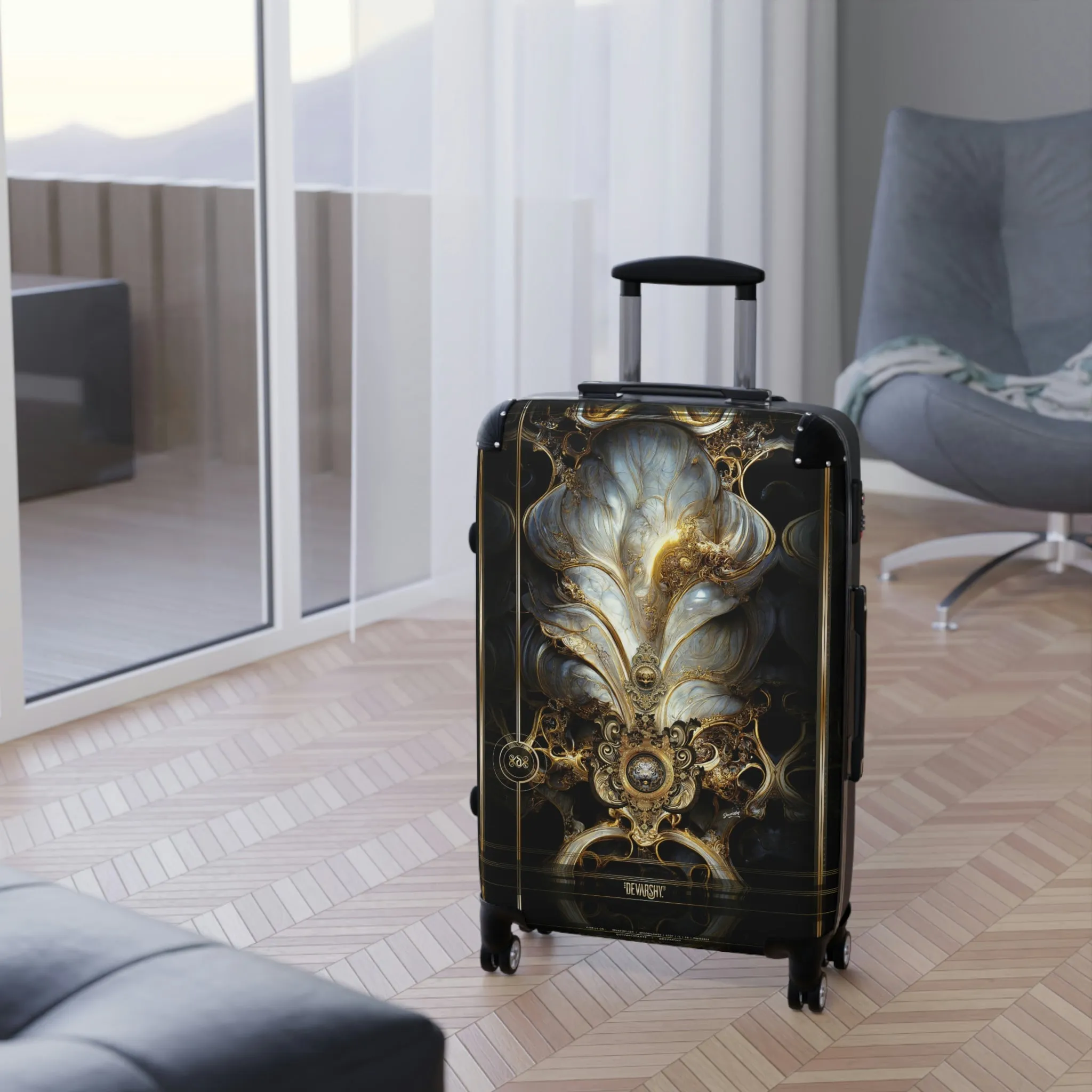 Mystique Bloom Suitcase 3 Sizes Carry-on Suitcase Baroque Luggage Luxury Hard Shell Suitcase | D20120