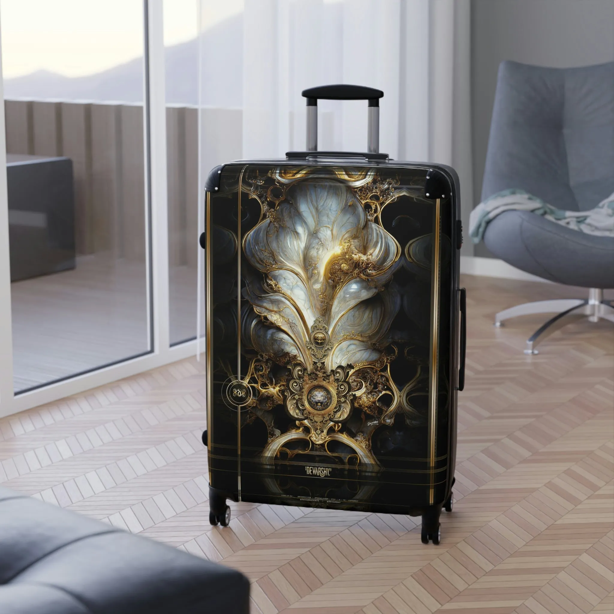 Mystique Bloom Suitcase 3 Sizes Carry-on Suitcase Baroque Luggage Luxury Hard Shell Suitcase | D20120