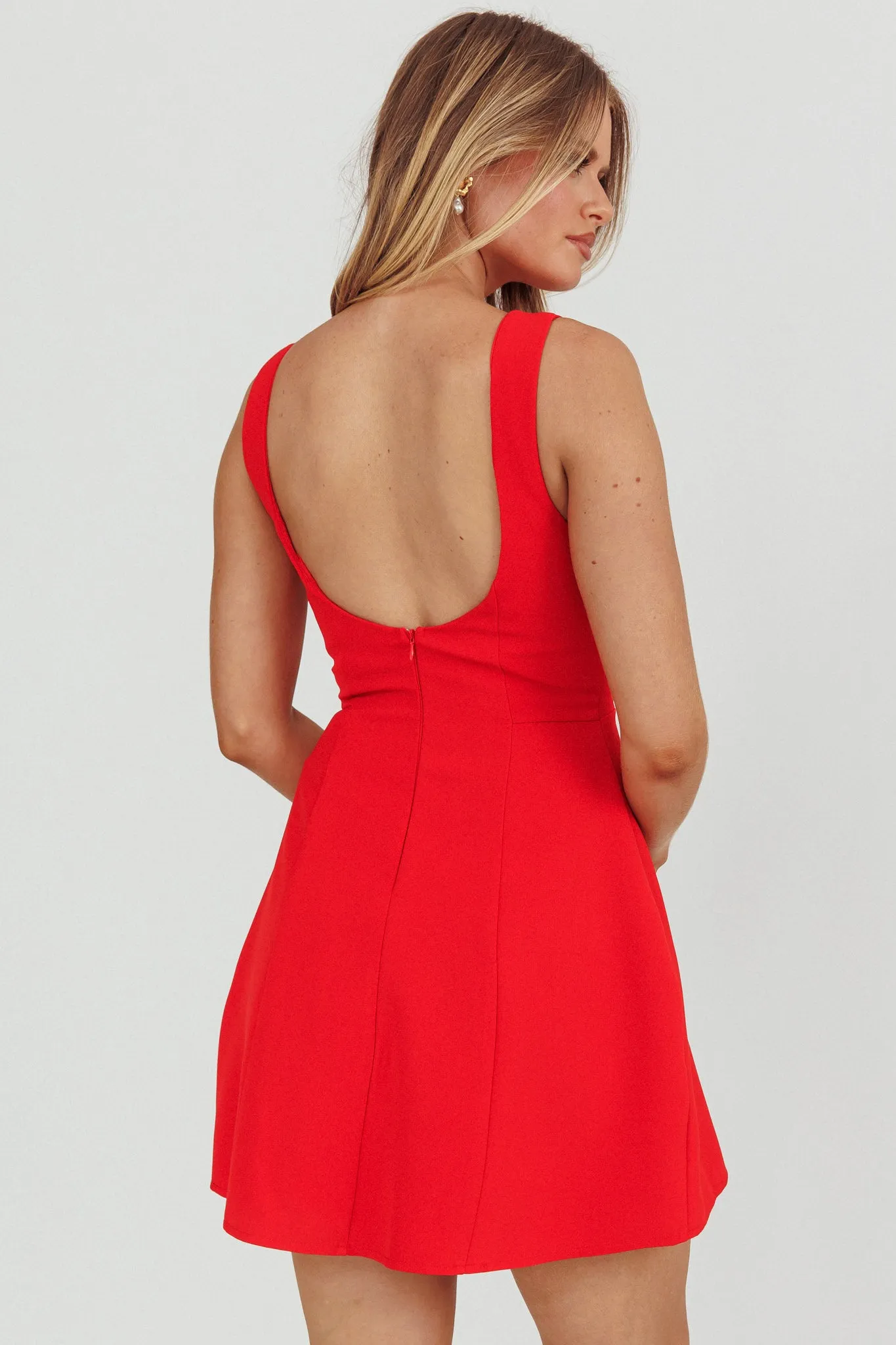 Opulent Sleeveless A-Line Mini Dress Red